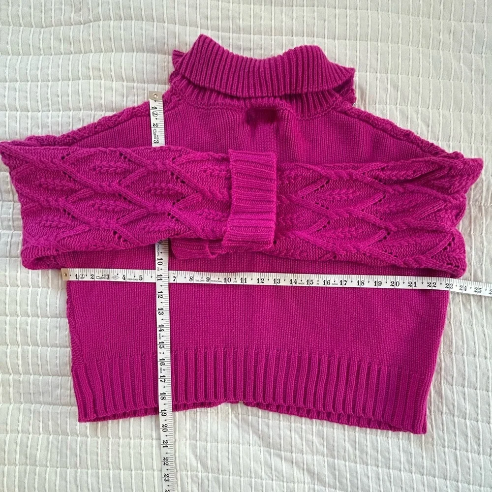 Pink Rose soft cozy fuchsia Barbiecore oversized cable knit zip sweater NWT XL - Picture 7 of 8
